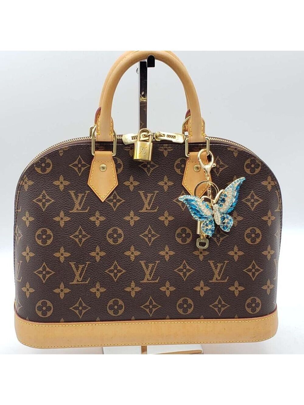 LV Gold Padlock 🔑 Authentic Louis Vuitton Charm + Unbranded Butterfly Keychain